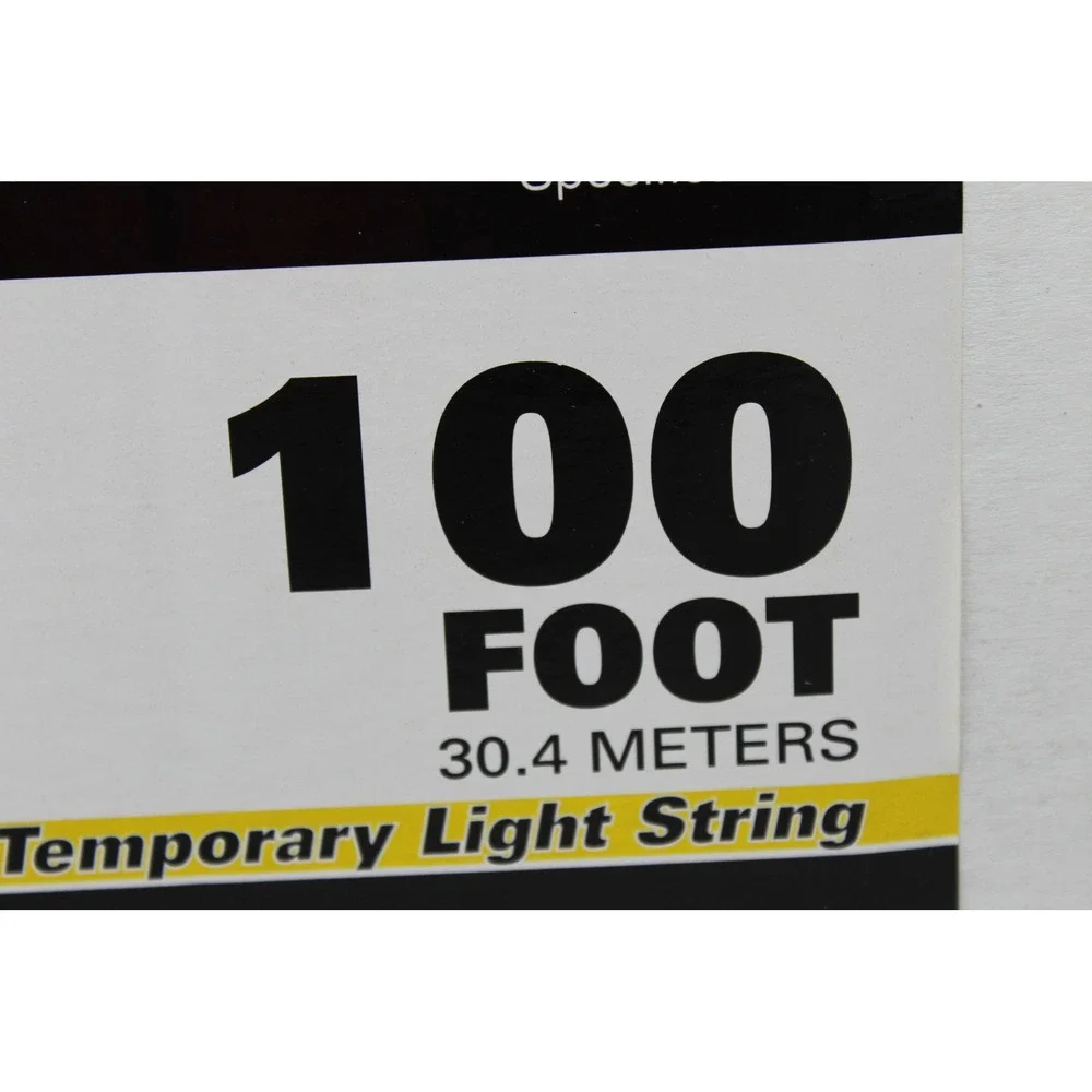 Power Phase Light String 100ft Yellow Temporary Outdoor 12/3 AWG 10 Socket